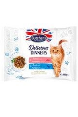 Butcher's Cat Delicious Dinners losos/pstruh kapsa 4x100g