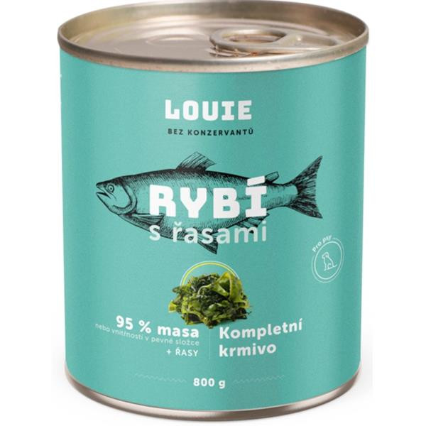 Louie konzerva pro psy rybí s řasami 800g